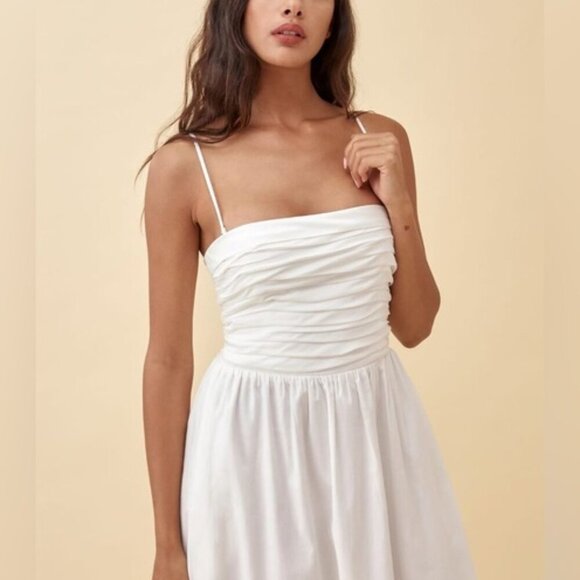 NEW Reformation Lissa Cotton Midi Dress White Ivory Removable Strap | US 4 UK 8 - Picture 5 of 15